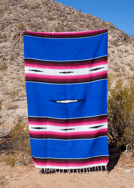 Acapulco Royal Blue, Burgundy, Red, Melon, White, Black Authentic Diamond Mexican Throw Blanket Made in Mexico