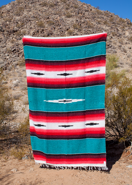 Pavo Real Peacock Blue, Burgundy, Red, Melon, White, Black Authentic Diamond Mexican Throw Blanket Made in Mexico