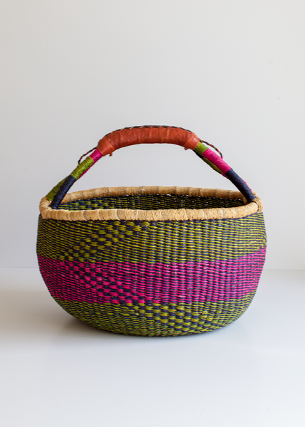 Handcrafted Large Bolga Market Basket Made By Weavers in Bolgatanga, Ghana