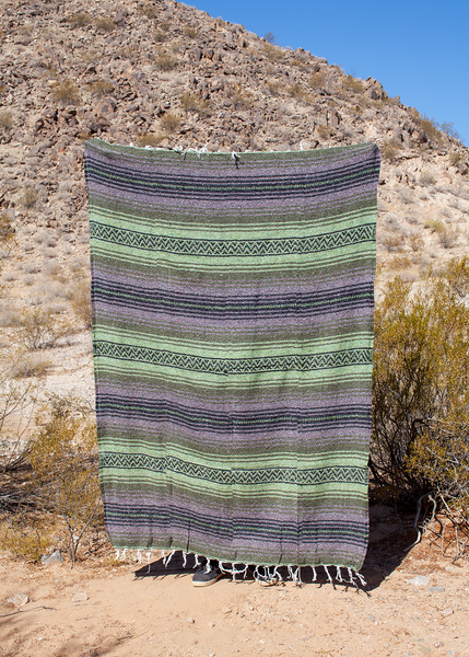 Oliva Dark Olive Green, Light Olive Green, Charcoal, Black Mexican Adventure Beach Falsa Blanket Made in Mexico