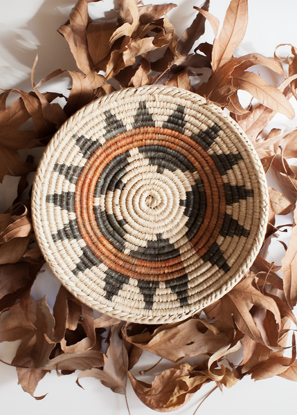 Hand Woven Palm Leaves Small Southwestern Basket from Pakistan